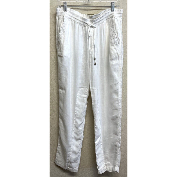 Three Dots 100% Linen Pants Size L Elastic Waist with Drawcord - Picture 1 of 11